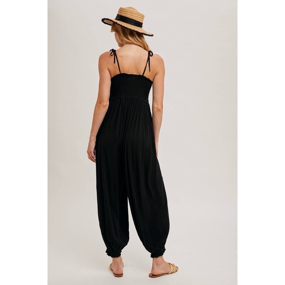 Gauze Smocked Jumpsuit - Picture 4 of 4